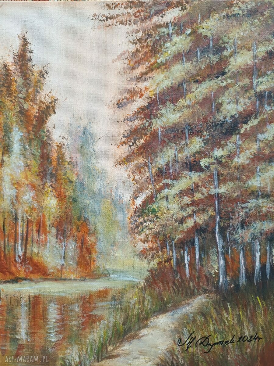 Obraz ręcznie malowany akrylowy "W Rdzawym Prześwicie" - 30x24 cm