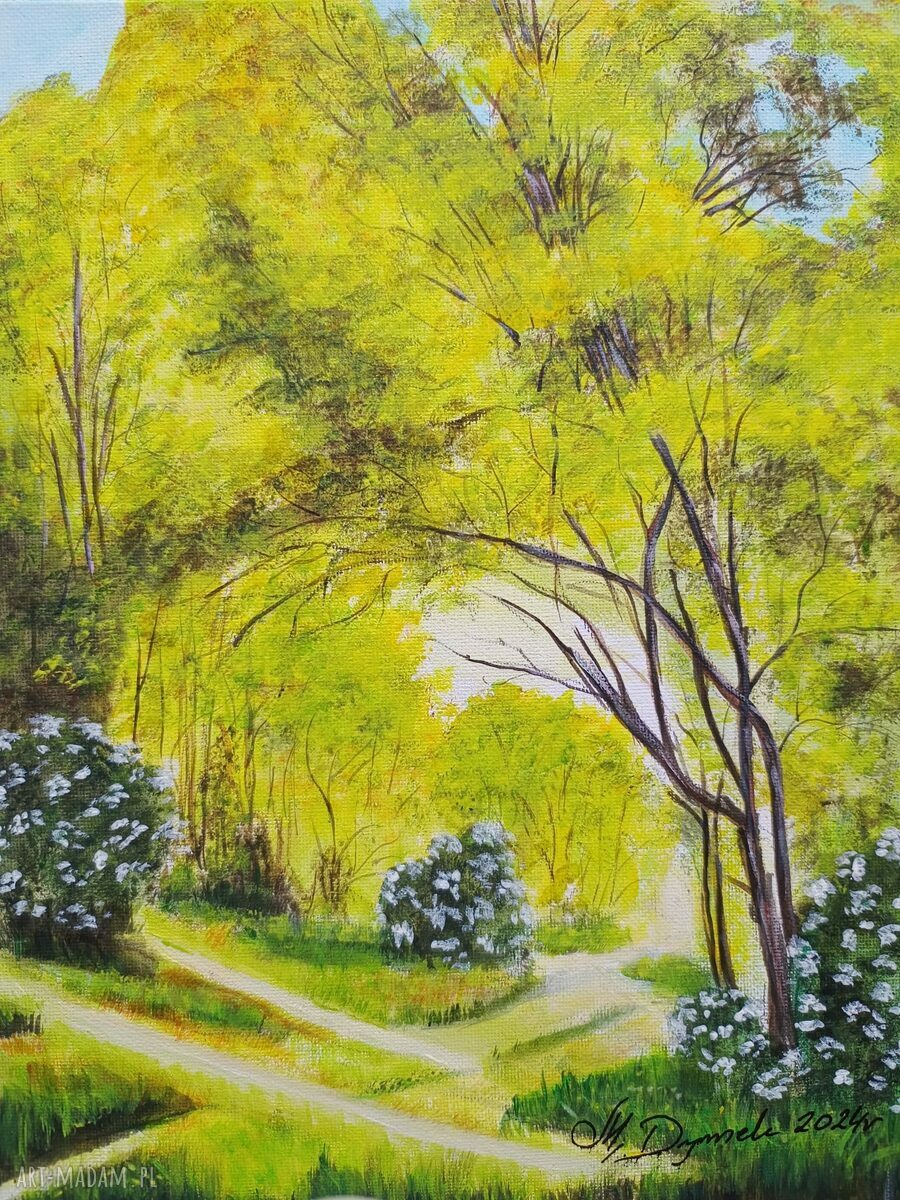 Obraz ręcznie malowany akrylowy "W żółtych płomieniach" - 30x24 cm