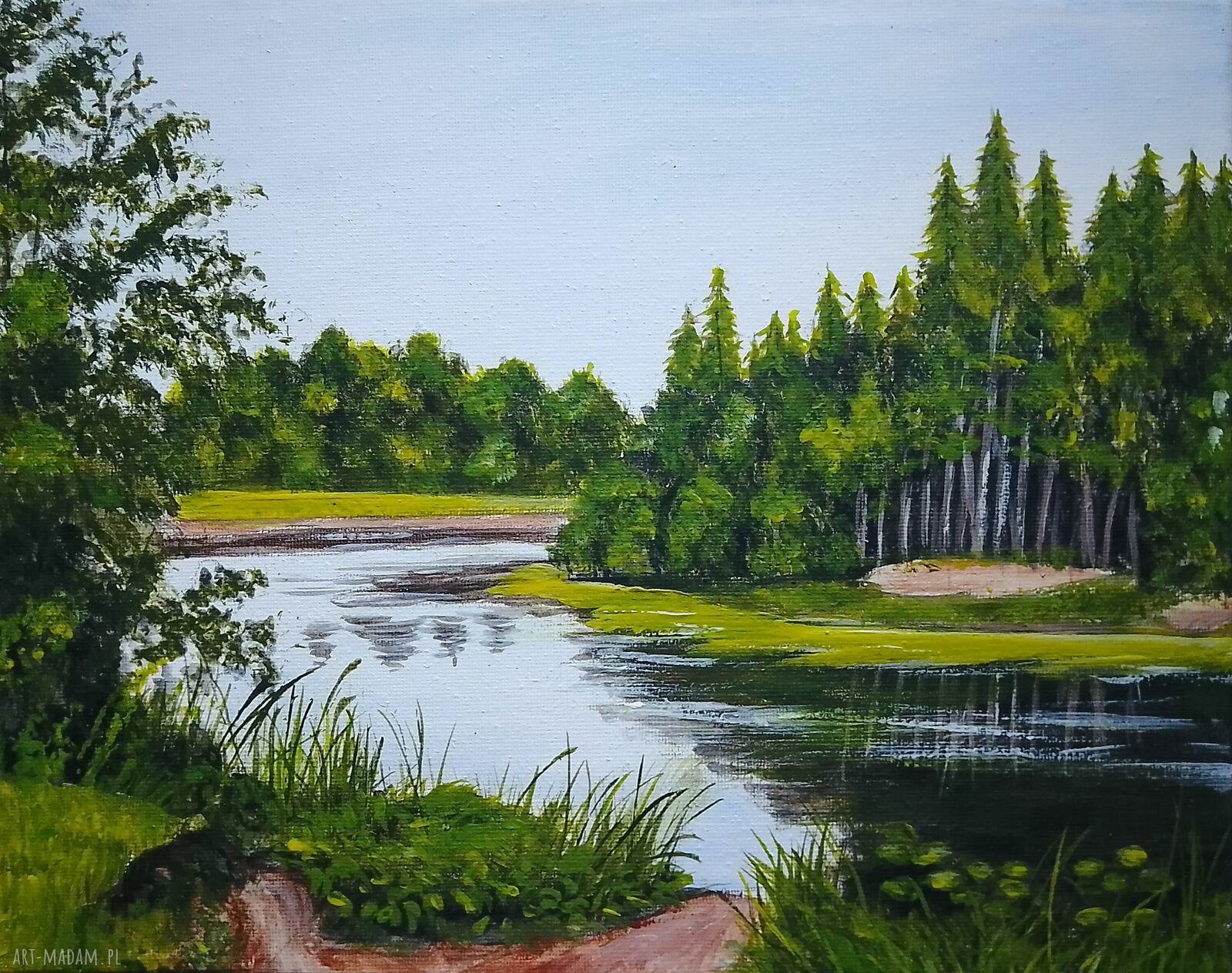 Obraz ręcznie malowany akrylowy „Zapach Lasu” 24x30 cm