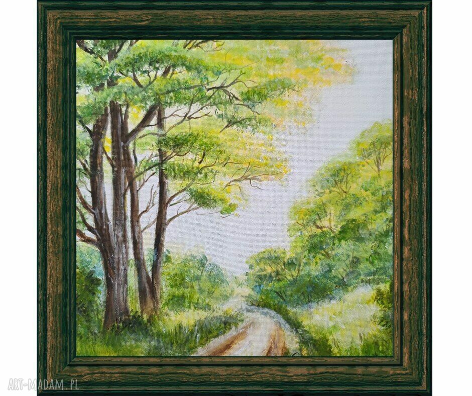 Obraz ręcznie malowany akrylowy „Prosto przed siebie” 30x24 cm