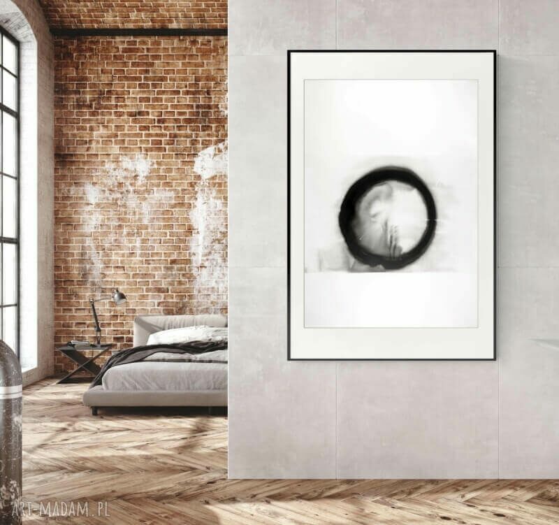 Obraz ręcznie malowany 70x100 cm - nowoczesna abstrakcja czarno-biała (3153590)
