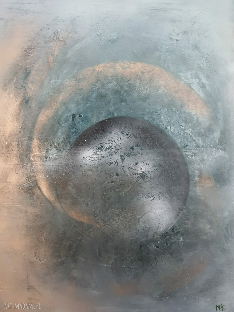 LUNA - nowoczesny obraz księżyc ręcznie malowany na płótnie 80x100 cm