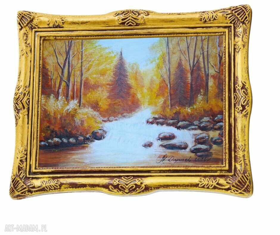 Obraz ręcznie malowany akrylowy „W barwach brązu” - 24 x 30 cm