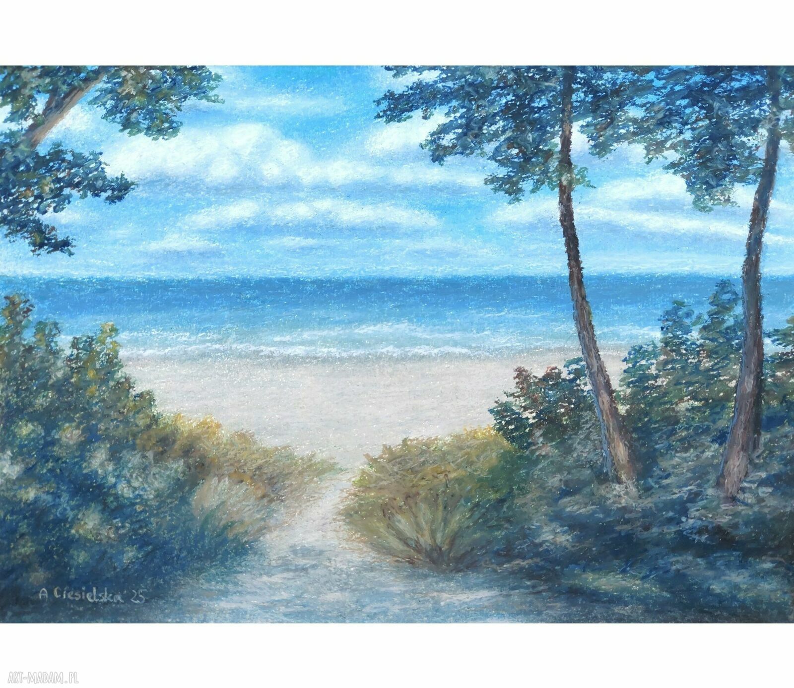 Obraz ręcznie malowany 'Ku dzikiej plaży' - format A4