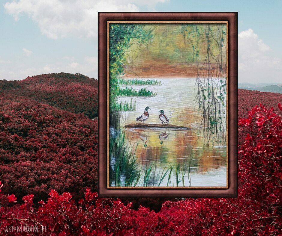 Obraz ręcznie malowany akrylowy Bezszumne rendez-vous - 30x24 cm