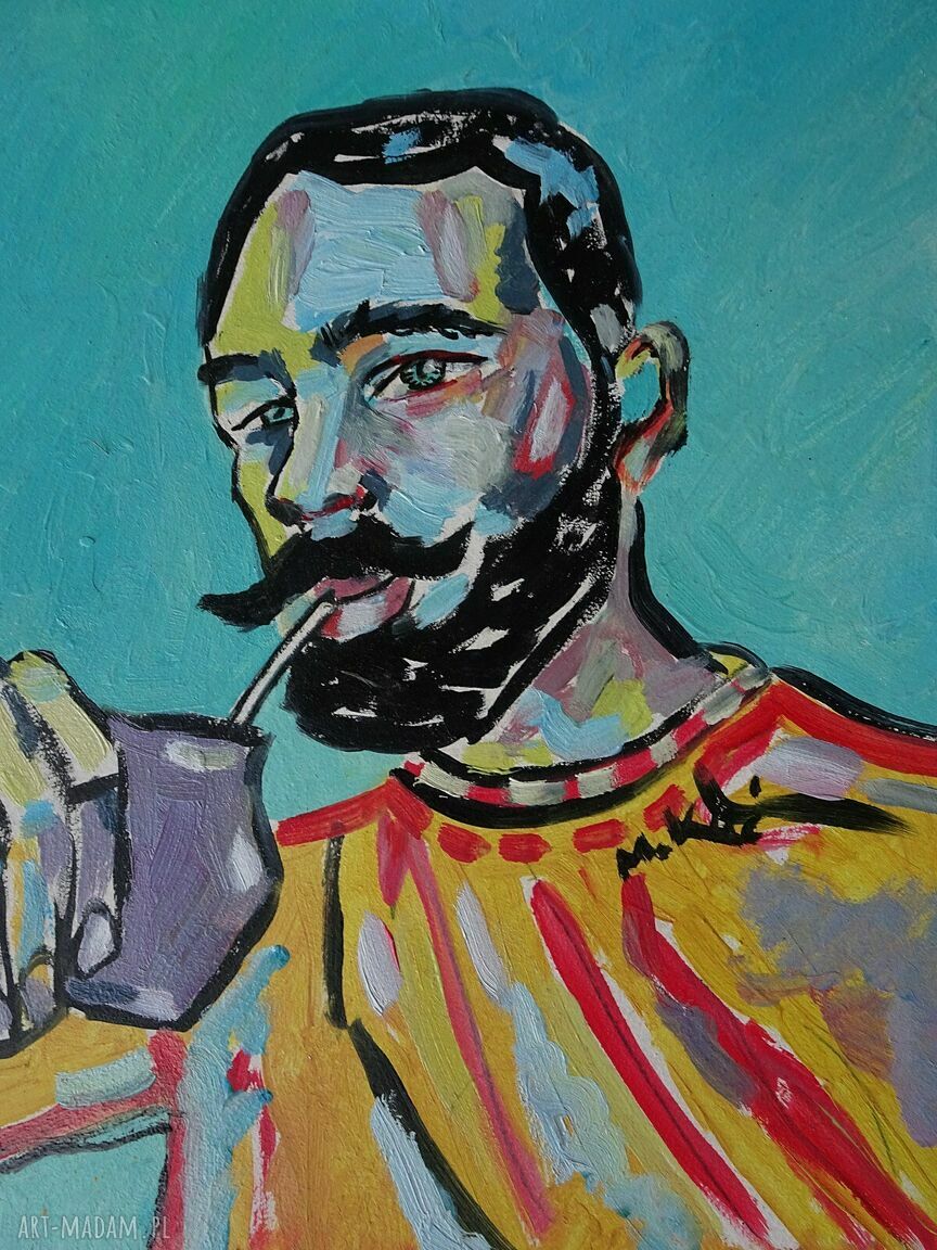 Obraz ręcznie malowany portret Sarmaty na zamówienie edycja limitowana 21x29