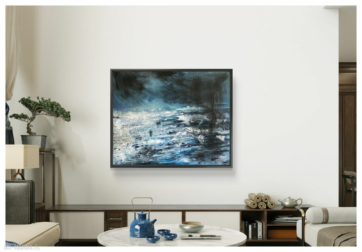 Sztorm i - obraz akrylowy ręcznie malowany na płótnie 73x92 cm do salonu i sypialni