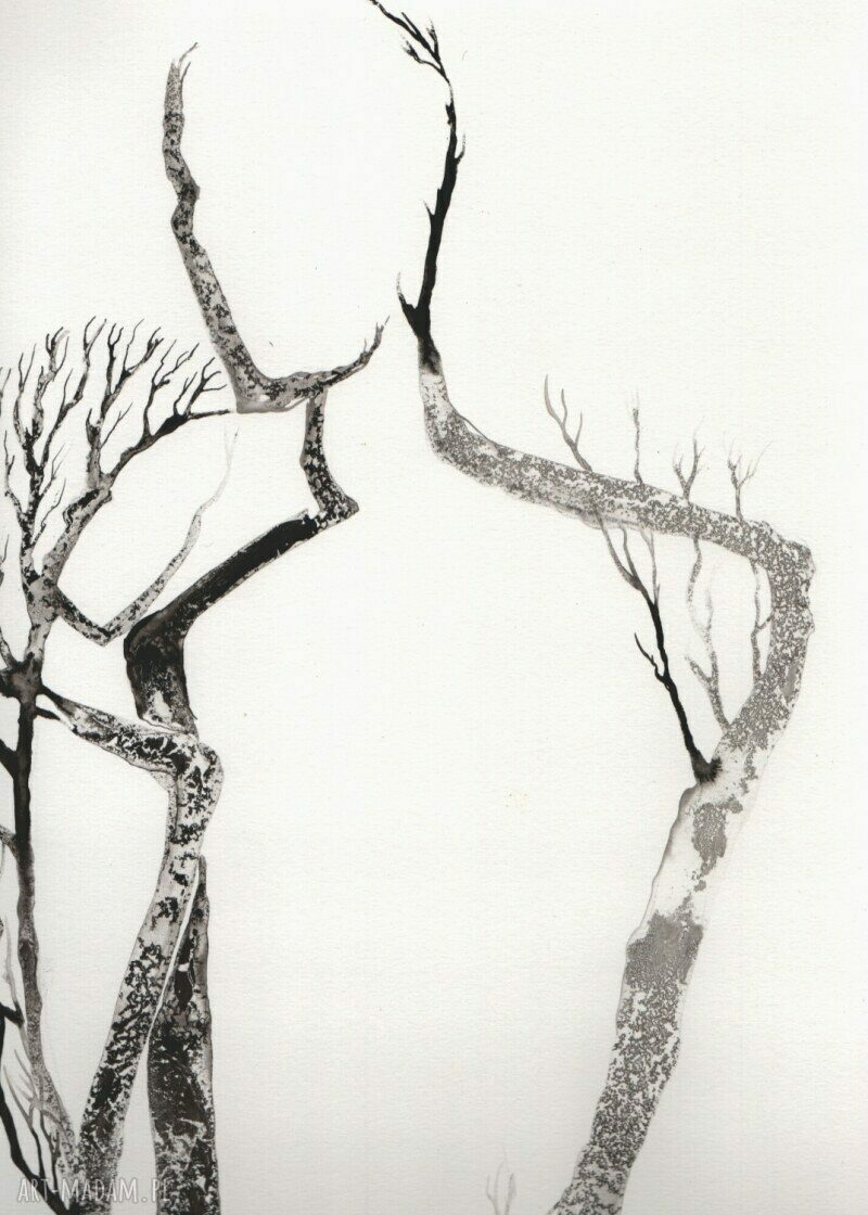 Ręcznie malowany obraz 50x70 cm - nowoczesna abstrakcja tuszem