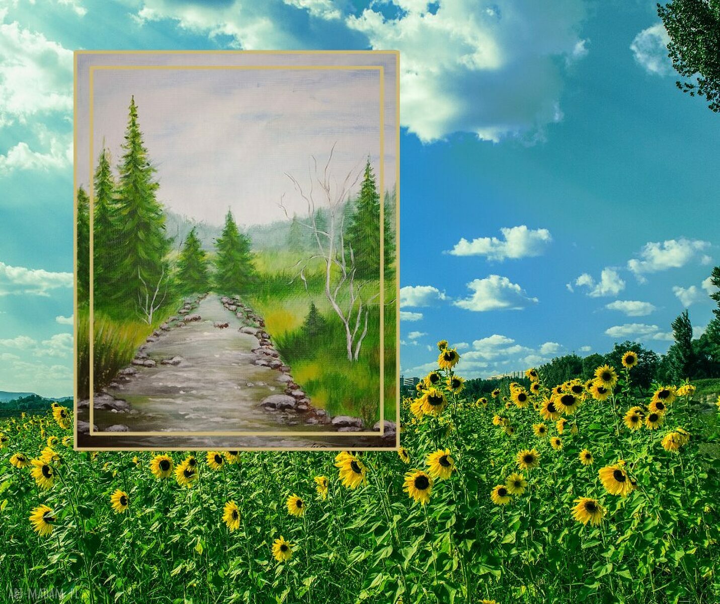 Obraz ręcznie malowany akrylowy 'Ścieżką w Nieznane' 30x24 cm