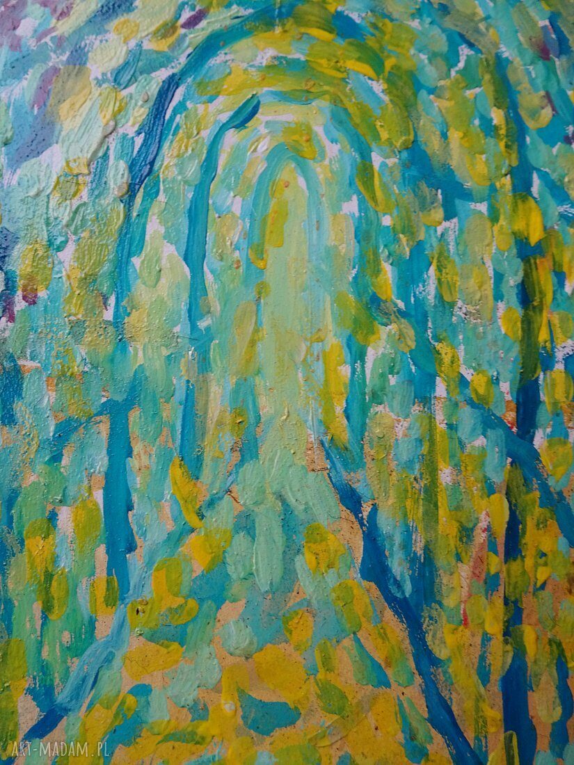 Baśniowy pejzaż - ręcznie malowany obraz olejny na płycie 24 x 30 cm