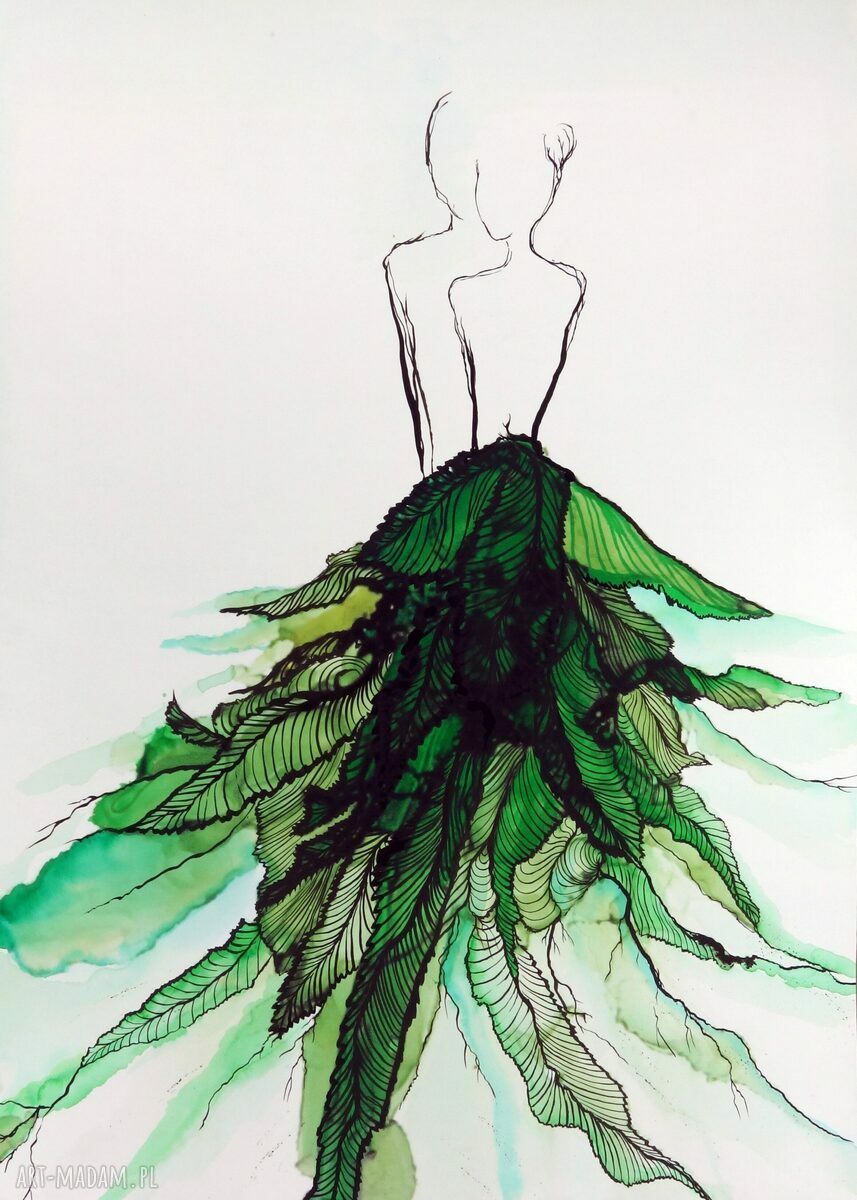 Obraz ręcznie malowany 50 x 70 cm w nowoczesnej abstrakcji - czarno-szaro-zielony