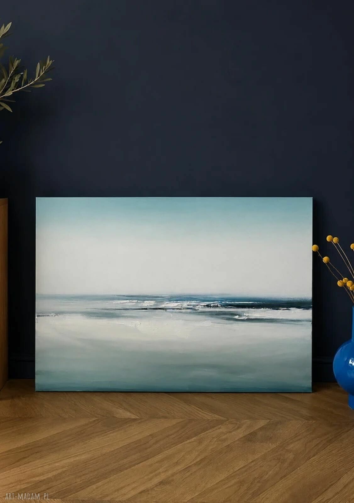 Ręcznie malowany obraz morza 60x90 cm - abstrakcyjny pejzaż