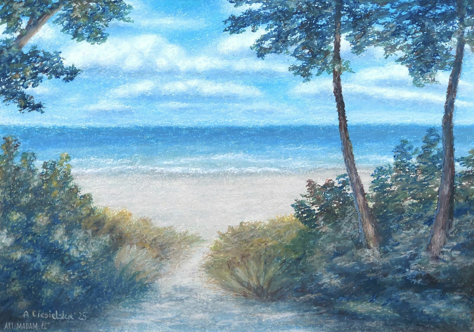 Obraz ręcznie malowany 'Ku dzikiej plaży' - format A4