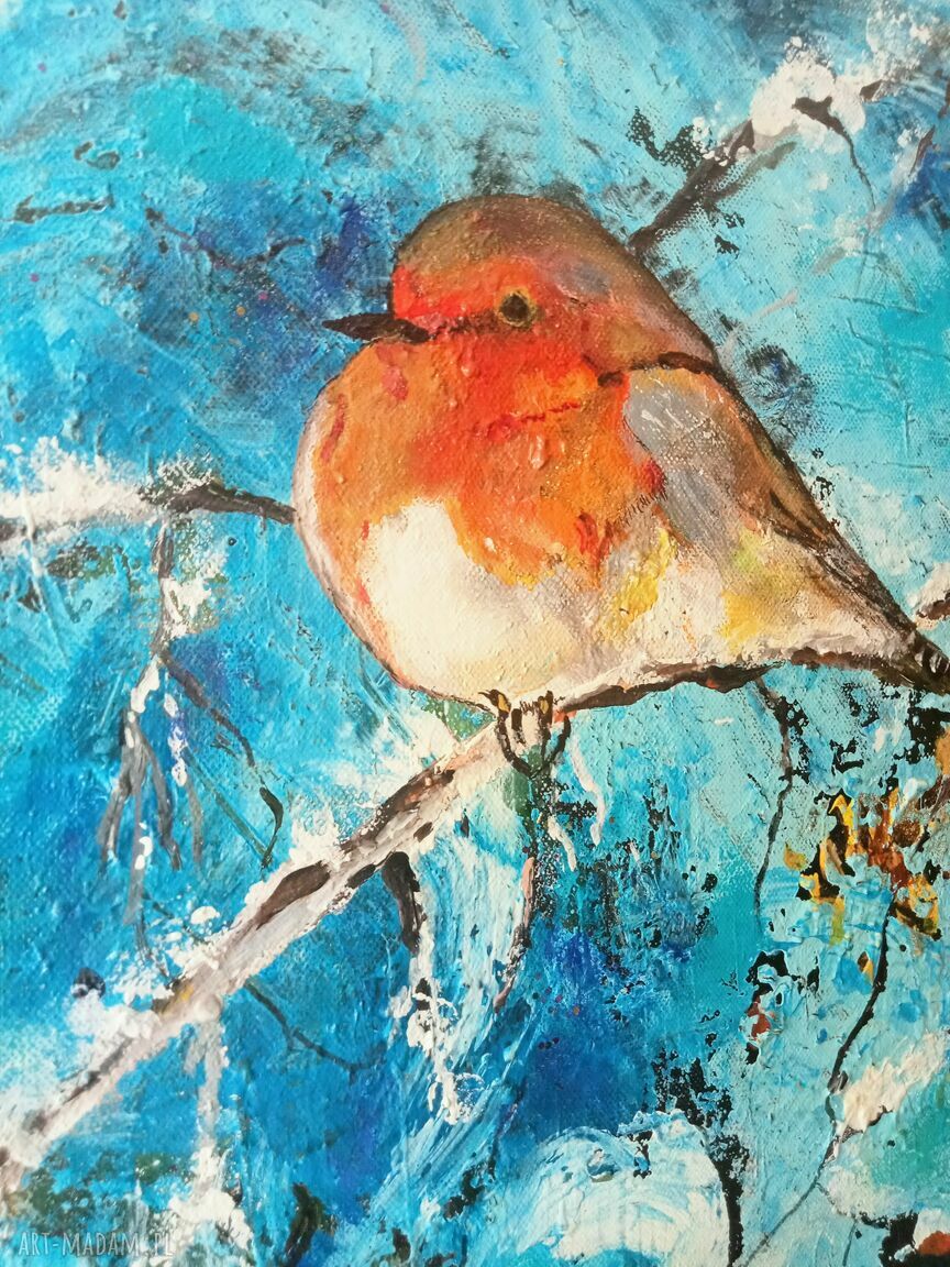 Obraz akrylowy ręcznie malowany na płótnie - ptaki, The beauty (30x40x2 cm)