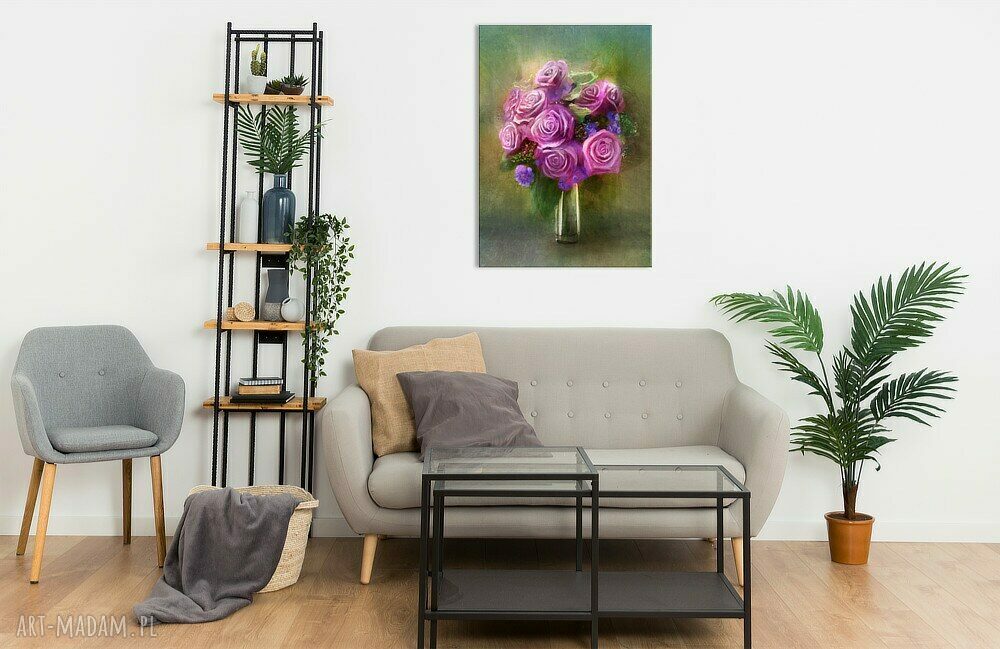 Obraz Różowe Róże - wydruk na płótnie 70x50 cm