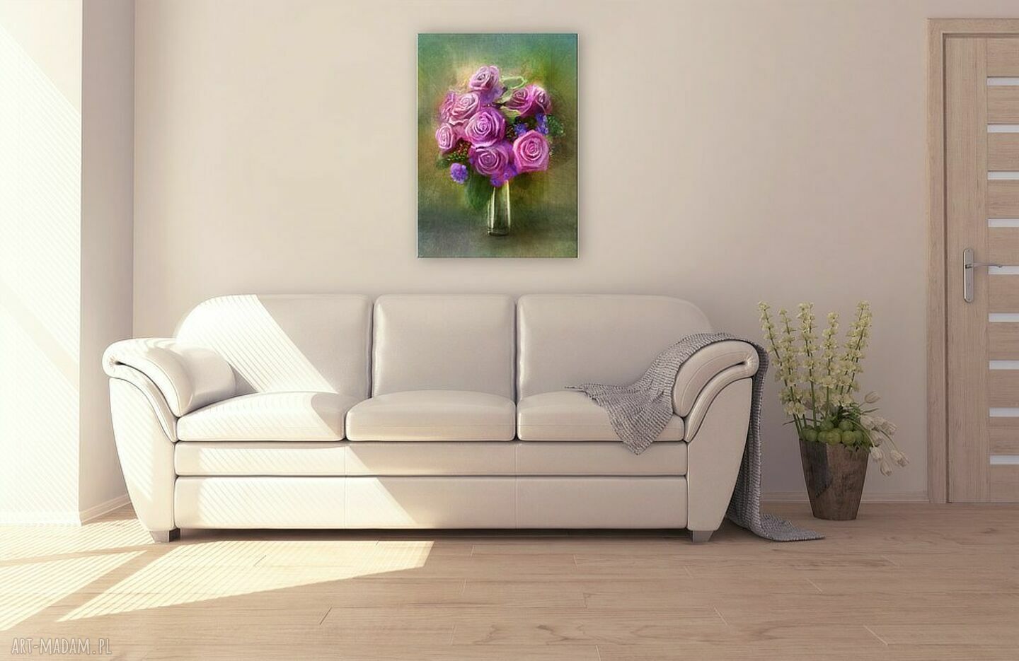 Obraz Różowe Róże - wydruk na płótnie 70x50 cm