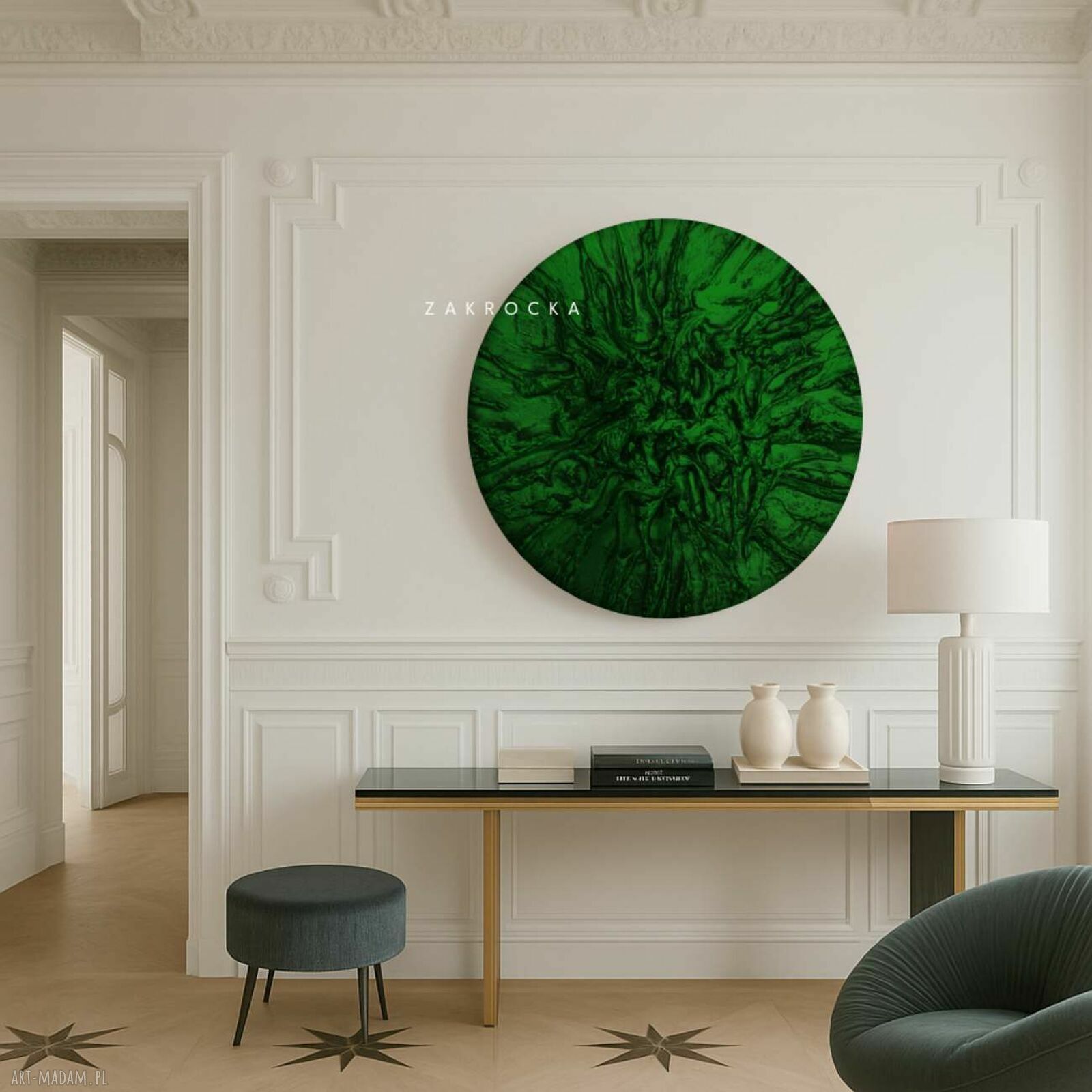 Obraz rzeźbiony VERDOSO - głęboka zieleń na ścianę 90 cm