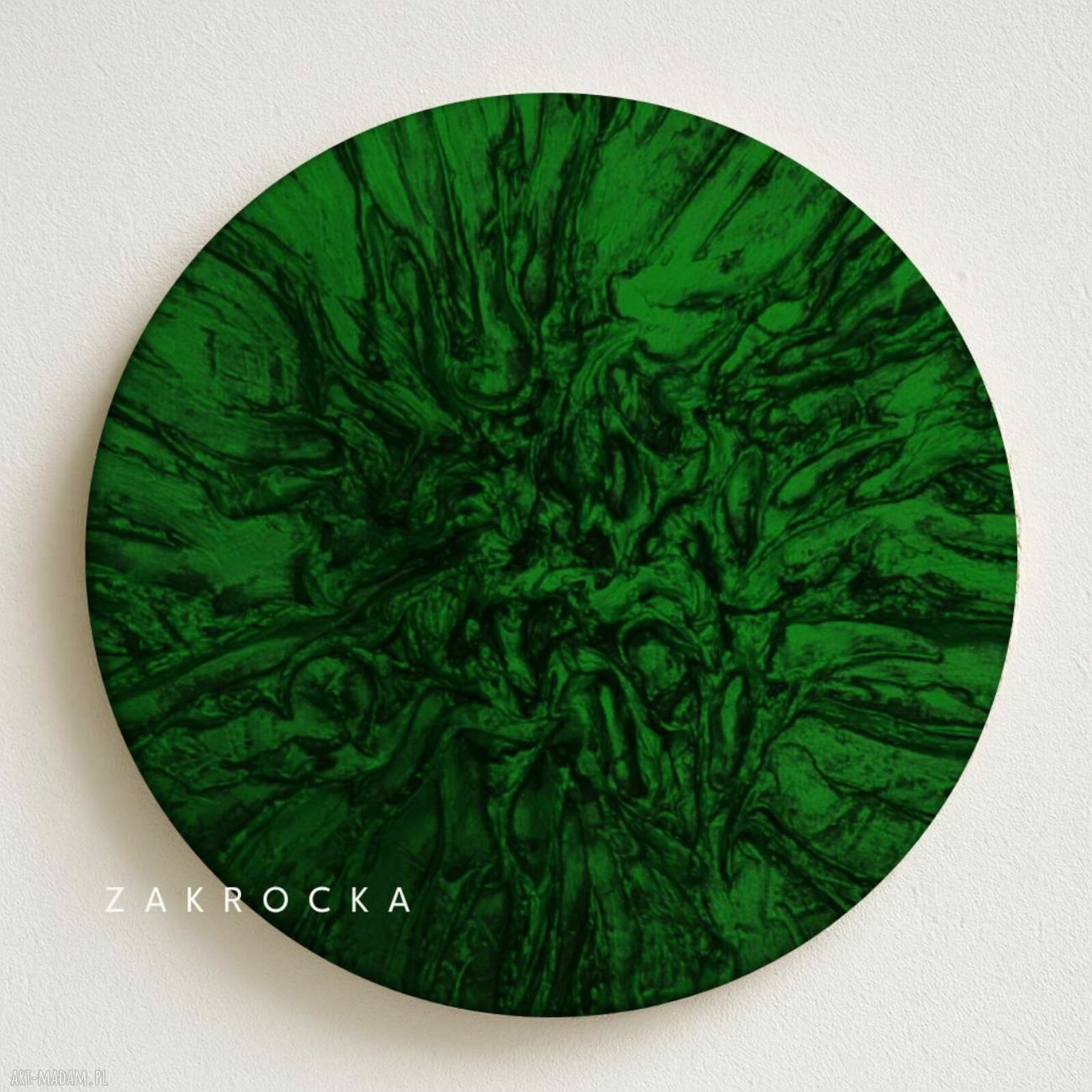 Obraz rzeźbiony VERDOSO - głęboka zieleń na ścianę 90 cm