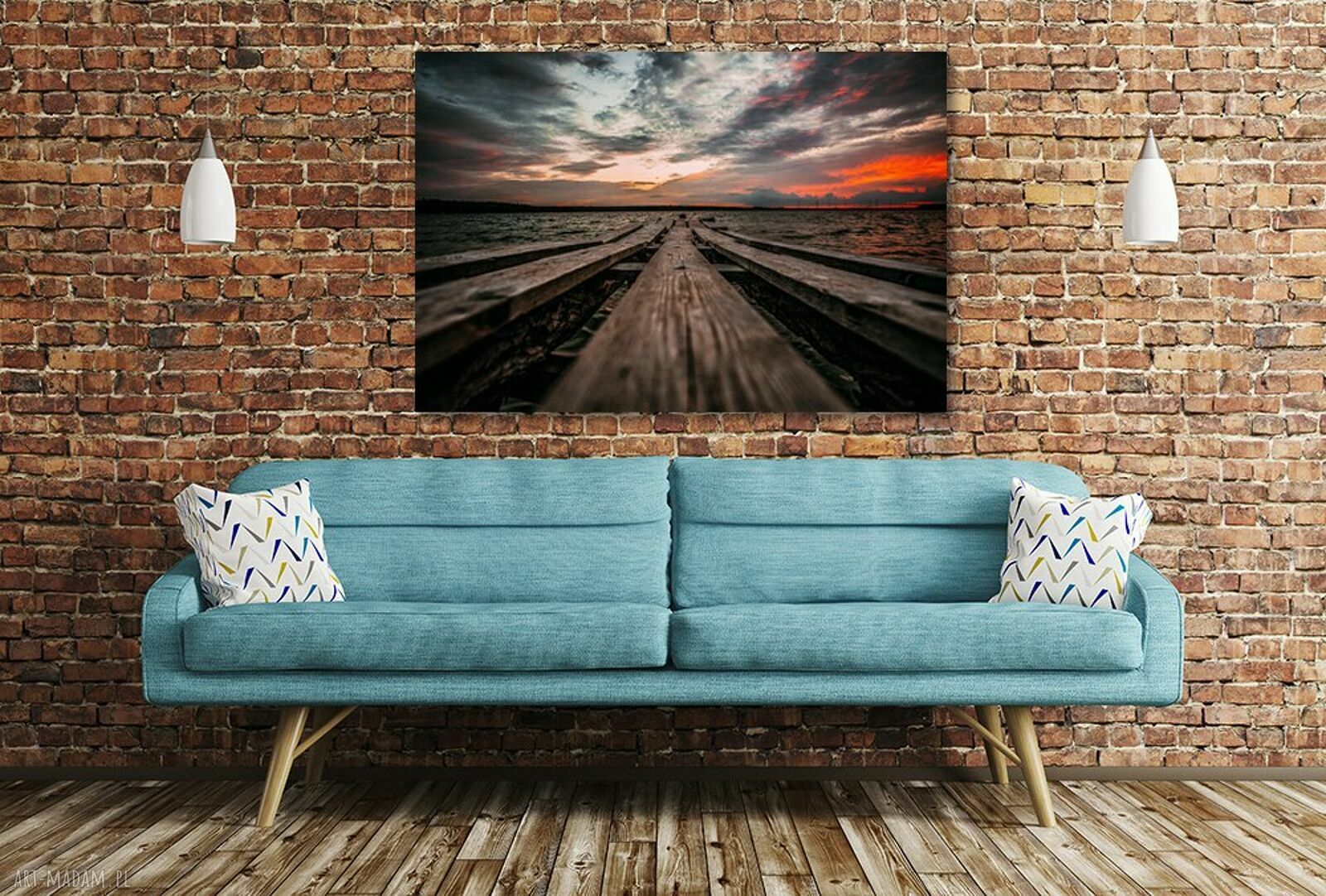 Stary pomost nad jeziorem - obraz na płótnie 120x80 cm