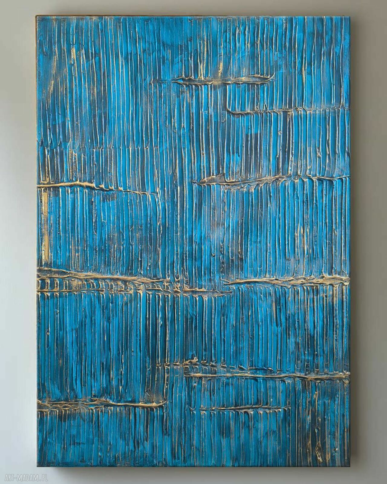 Nowoczesny obraz strukturalny 70x100 cm w złotych tonach - gotowy do zawieszenia