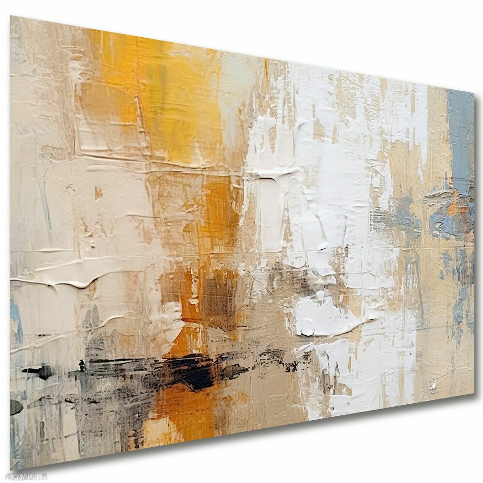 Obraz strukturalny abstrakcja 99 - beż, pomarańcz i efekt gipsu 120x80 cm