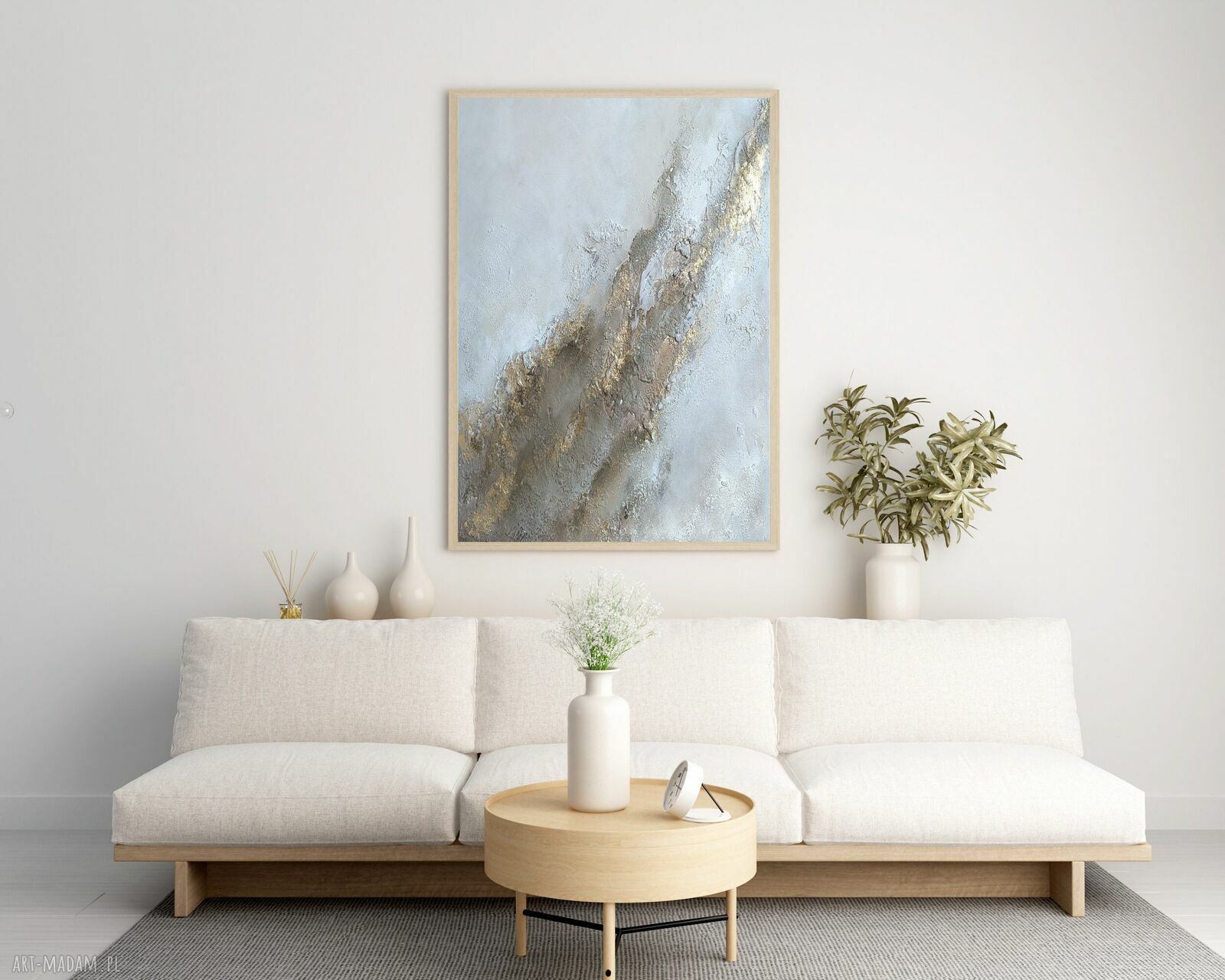 Obraz strukturalny „Złote Przestrzenie” - abstrakcja 50x70 cm na płótnie