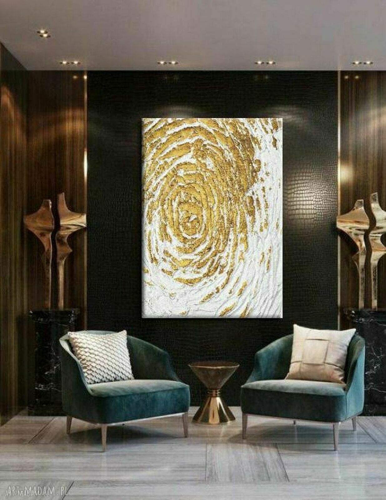 Złoto i biel, które robią efekt "wow": obraz strukturalny GOLDEN FLAKES 80x120 cm