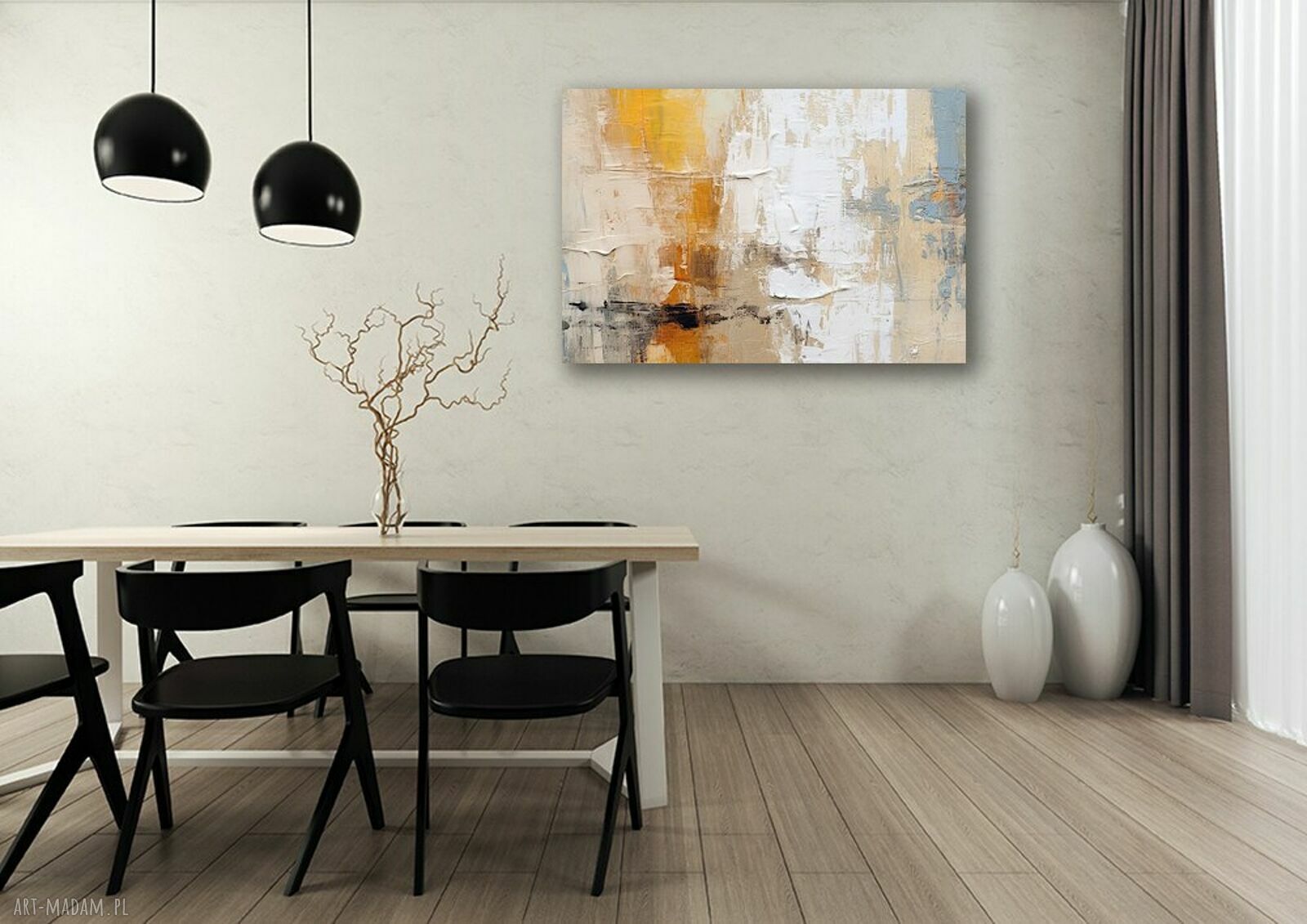 Obraz strukturalny abstrakcja 99 - beż, pomarańcz i efekt gipsu 120x80 cm