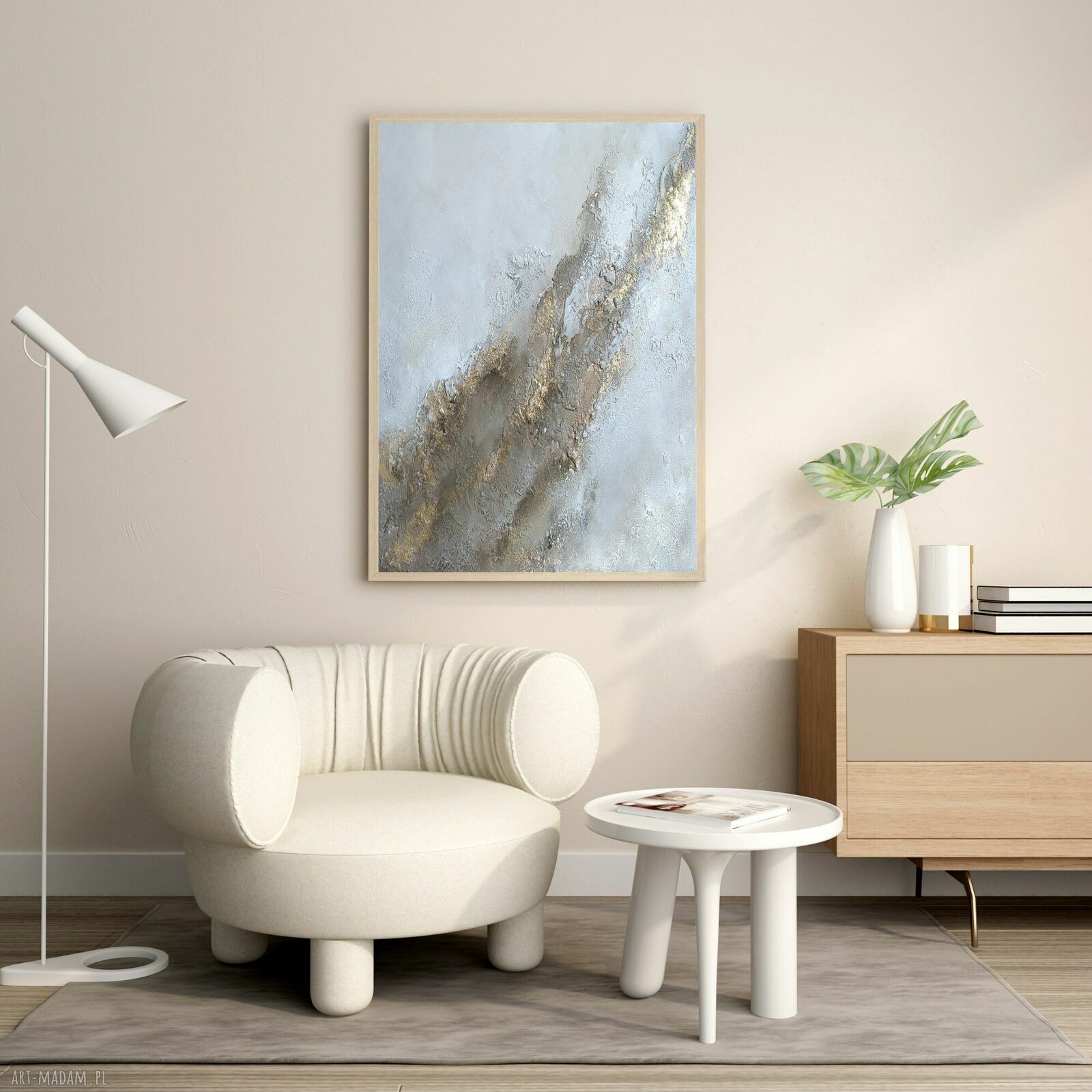 Obraz strukturalny „Złote Przestrzenie” - abstrakcja 50x70 cm na płótnie