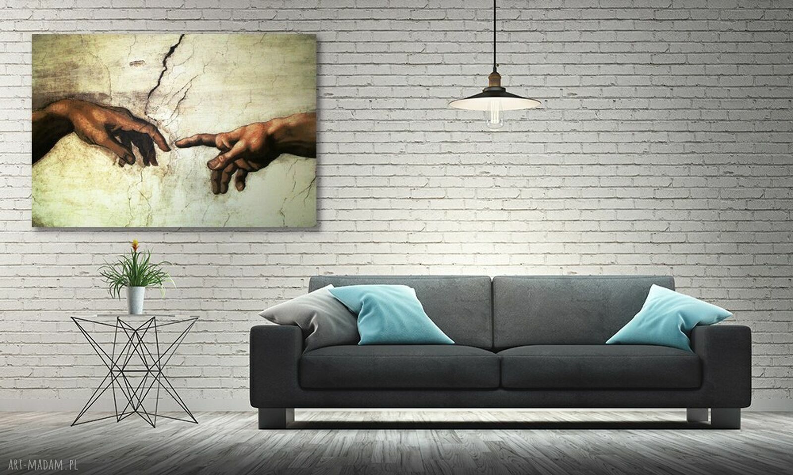 Obraz Stworzenie Adama - dłonie w beżowo-brązowej tonacji 120x80 cm