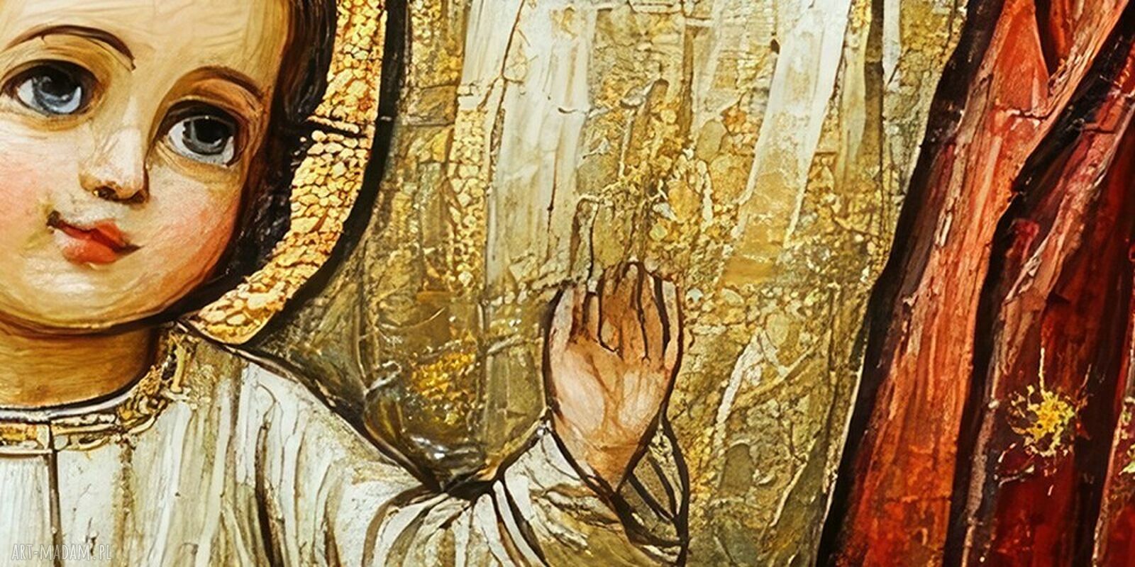 Obraz Święta Rodzina - religijna ikona na płótnie 120x80 złoty