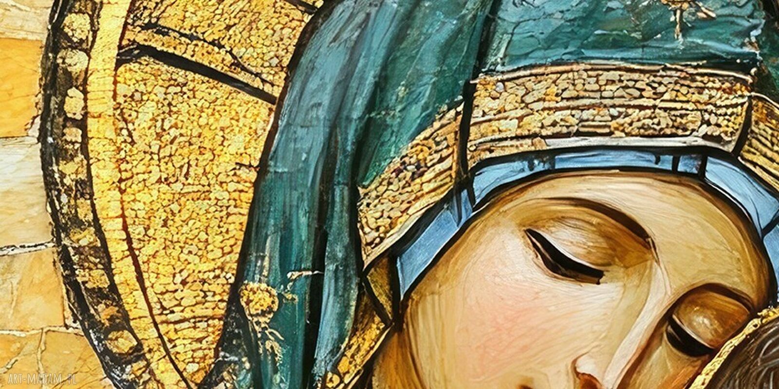 Obraz Święta Rodzina - religijna ikona na płótnie 120x80 złoty