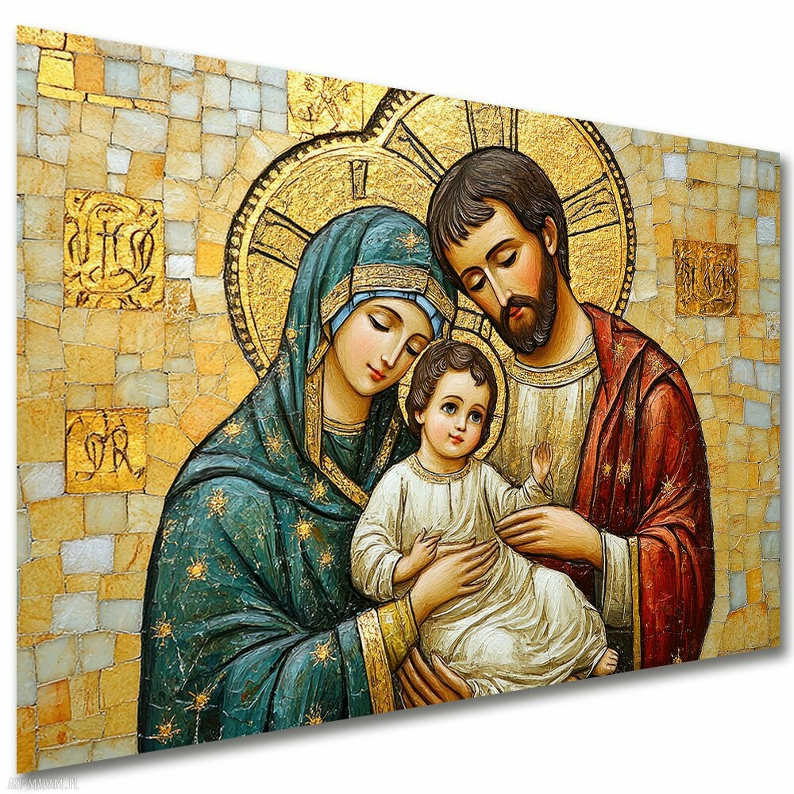 Obraz Święta Rodzina - religijna ikona na płótnie 120x80 złoty