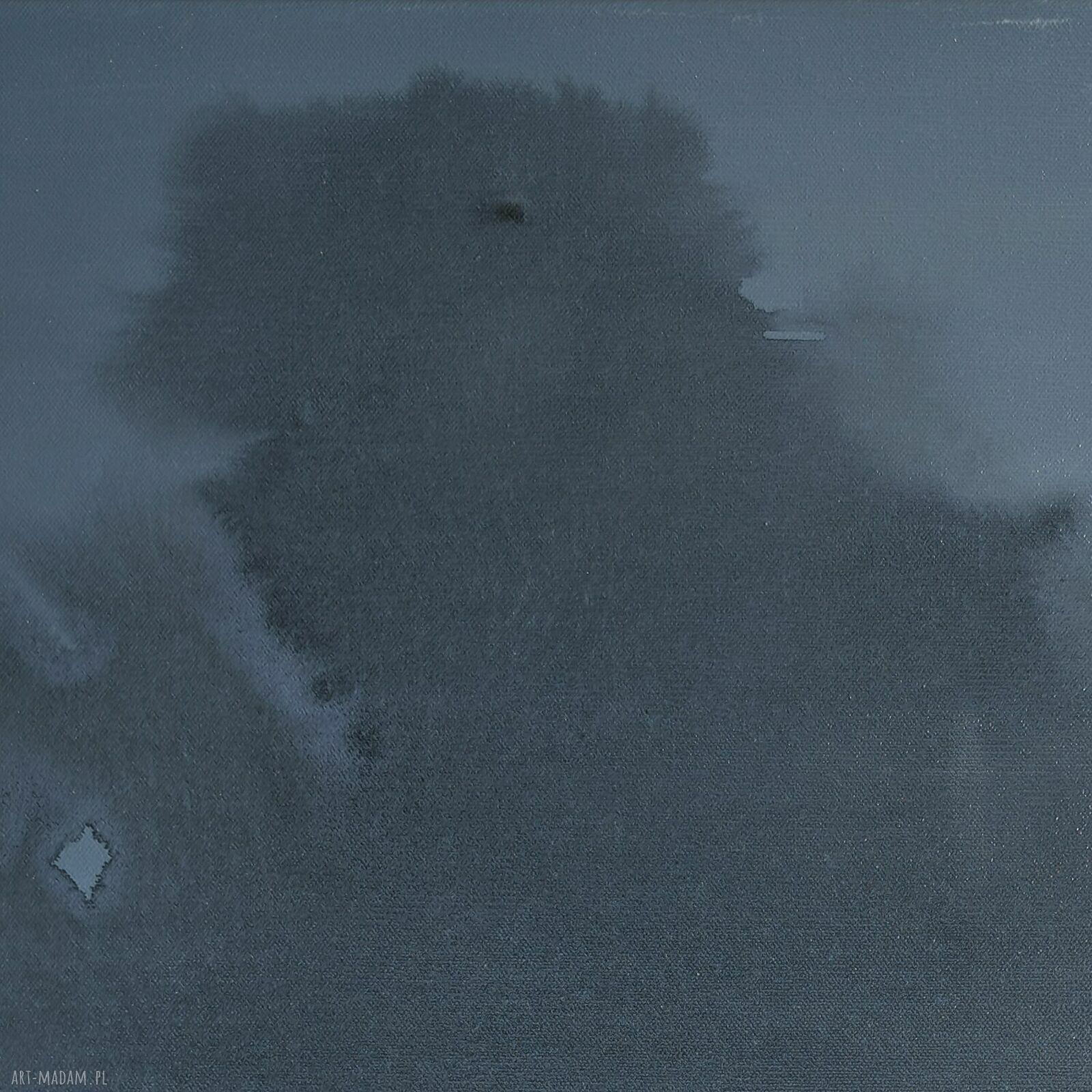 Obraz - Synergia 4 z ramą z naturalnego dębu - ręcznie malowana błękitna abstrakcja