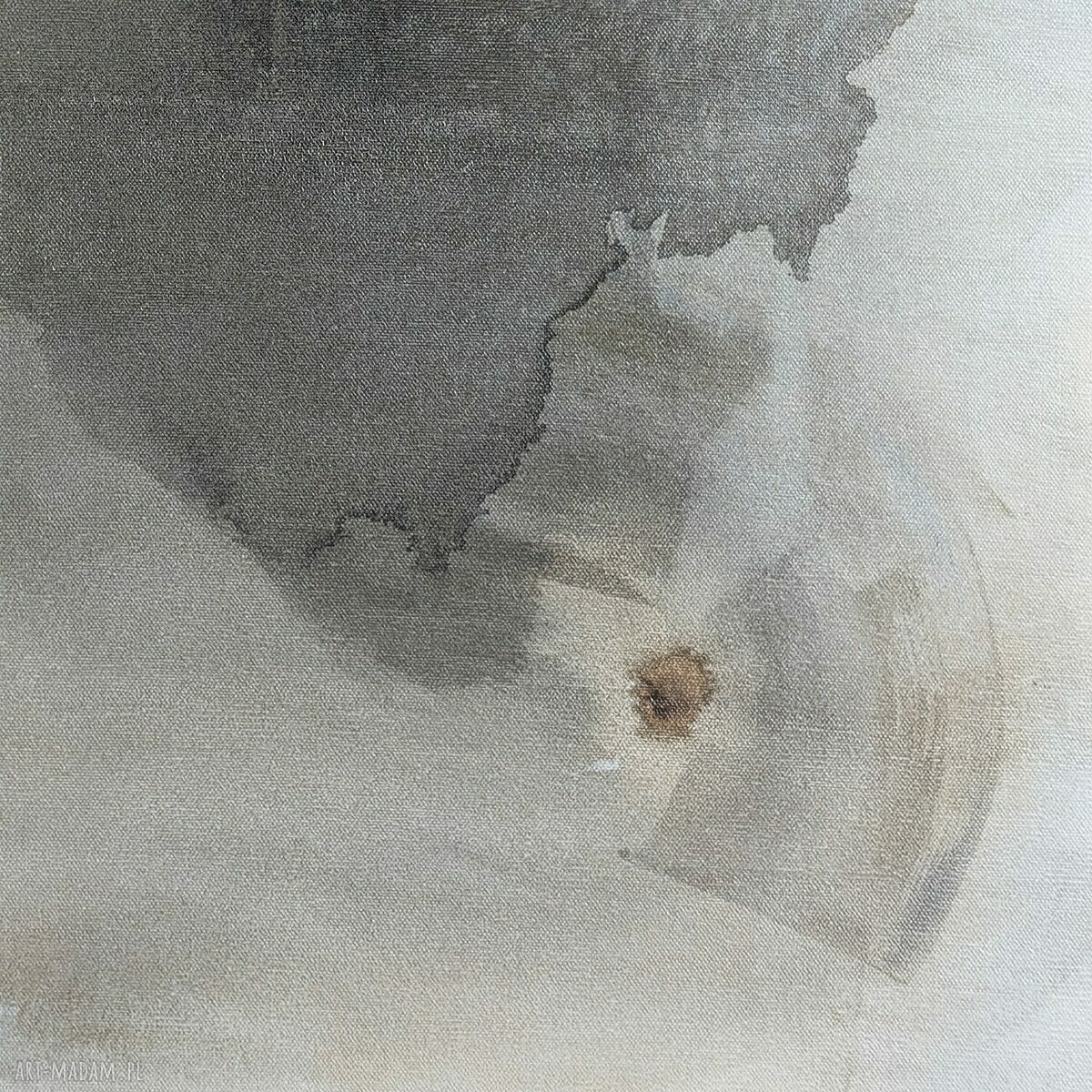 Obraz Synergia 5 - abstrakcja w sepii 80 x 60 cm oprawiona w naturalny dąb