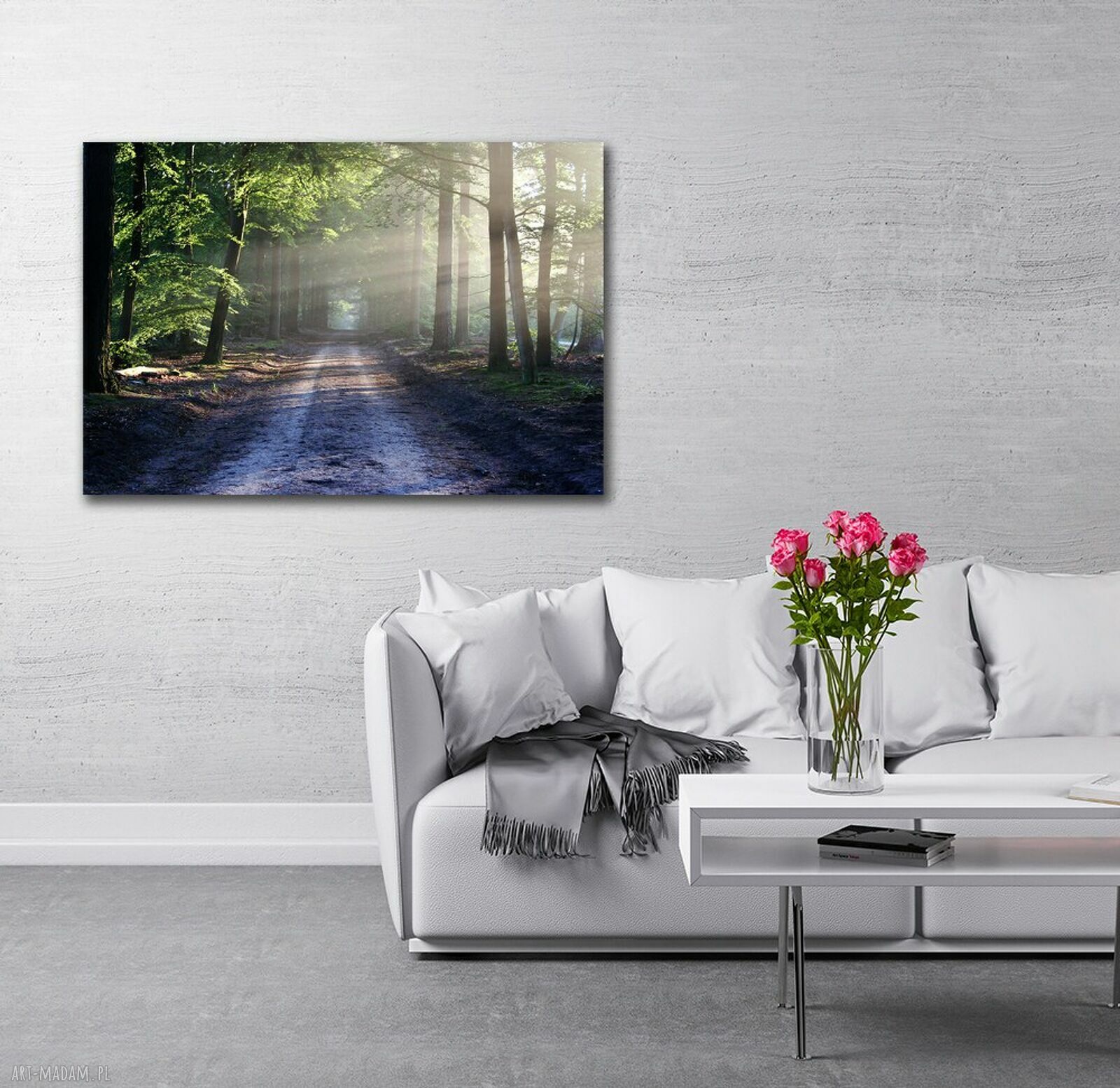 Obraz na płótnie 120x80 cm - leśna ścieżka we mgle