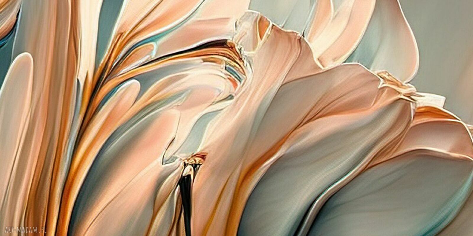 Obraz tulipany 120x80 cm - kremowe kwiaty glamour