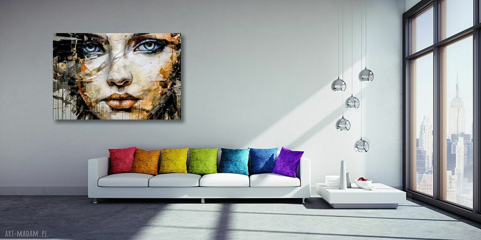 Obraz twarz kobiety 39 - portret glamour na płótnie 120x80 cm