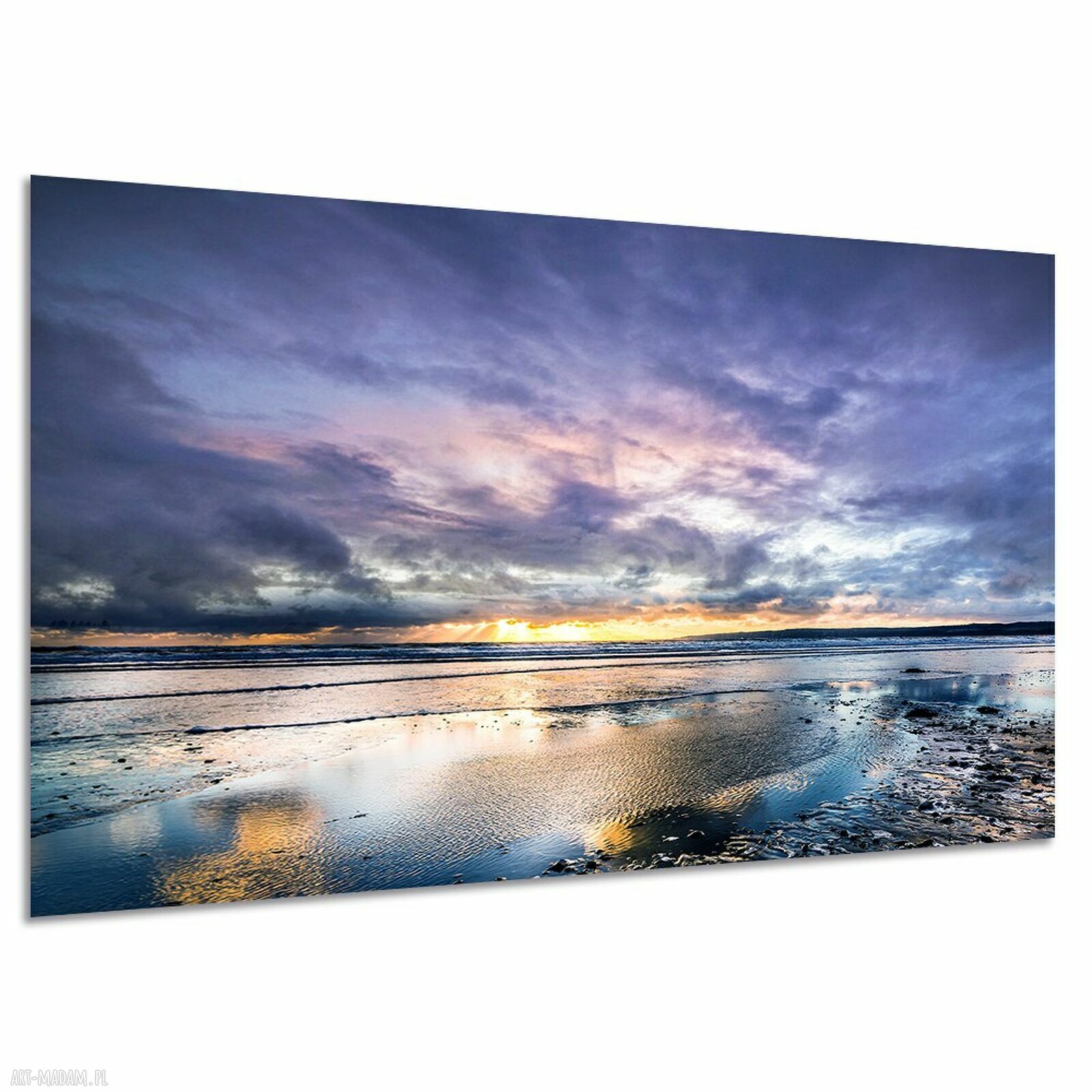 Obraz na płótnie WIDOK 56 - fioletowe morze i odbicie 120x80 cm