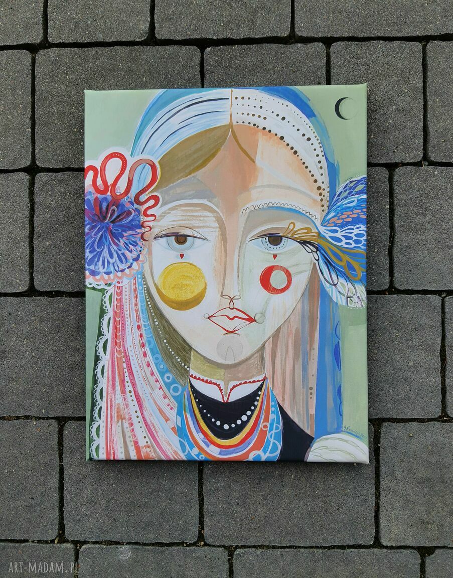 Obraz na płótnie 30x40 cm - Dwa serduszka, portret kobiety