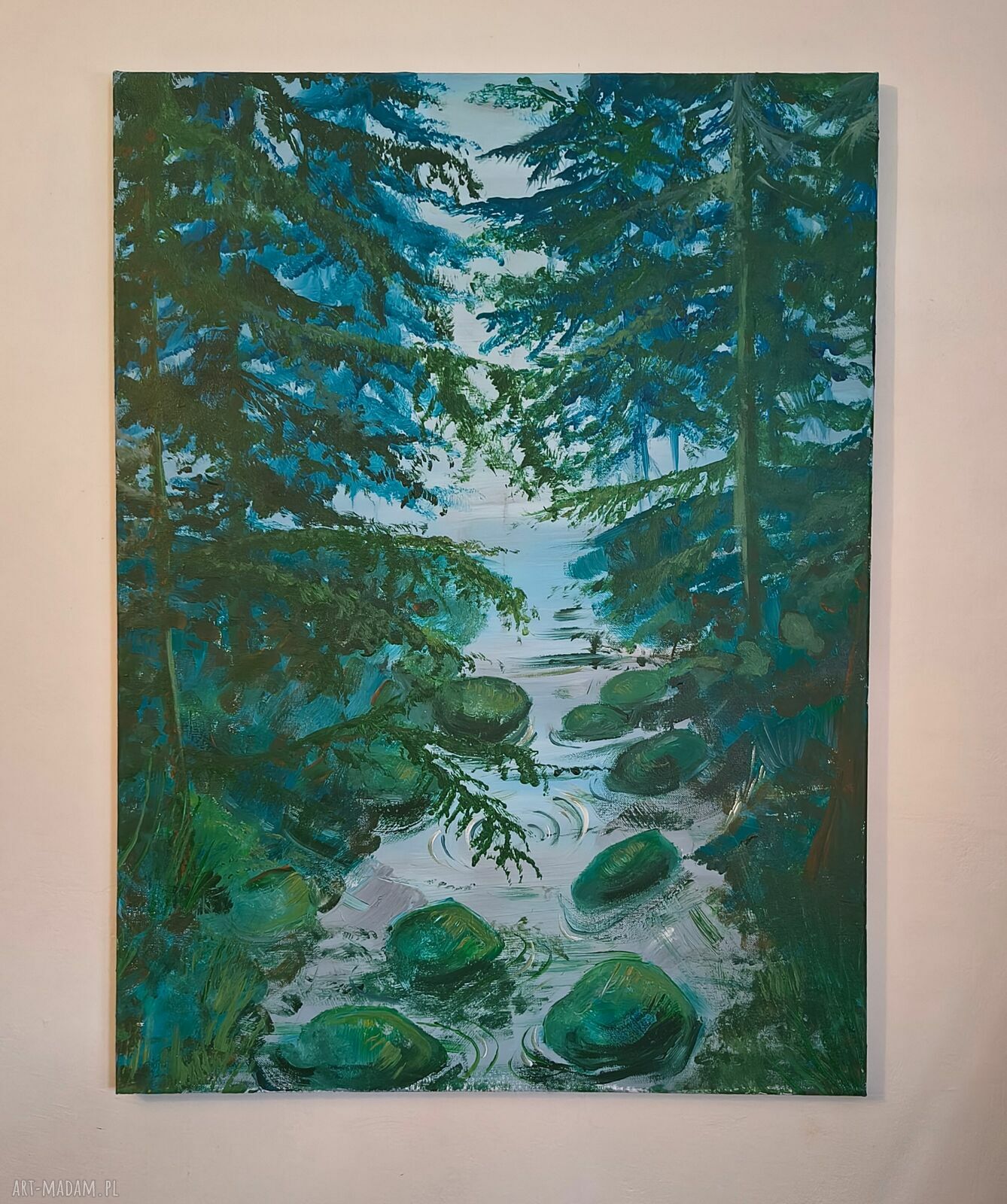Obraz "Wyjście z lasu" - ręcznie malowany na płótnie, 78x58 cm