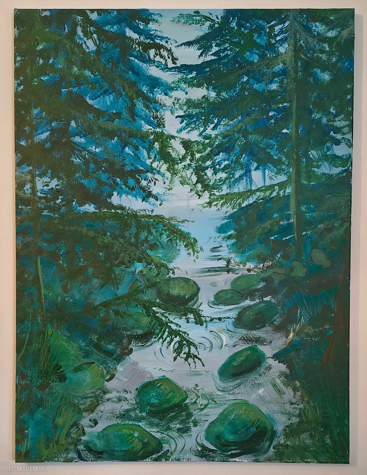 Obraz "Wyjście z lasu" - ręcznie malowany na płótnie, 78x58 cm
