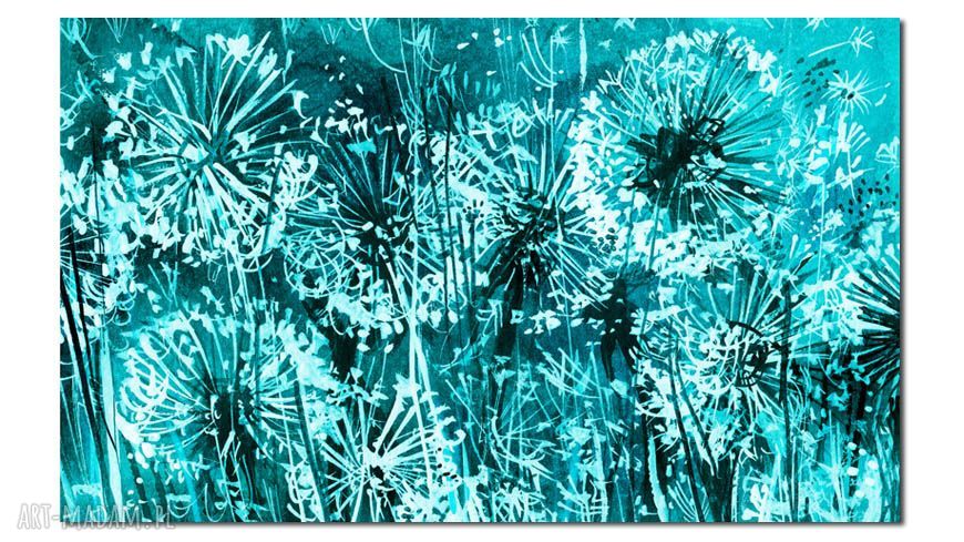 Obraz XXL Dmuchawce 6 turkusowe 120 x 70 cm na płótnie Canvas
