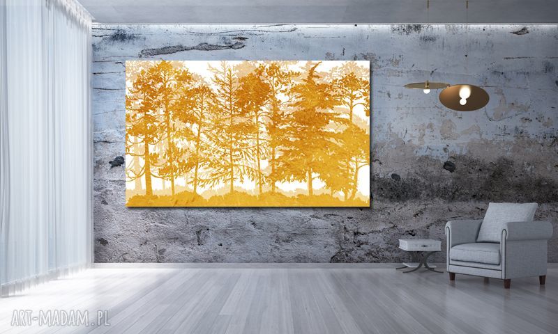 Obraz XXL DRZEWO 38 - 120x70 cm na płótnie Canvas, złoty i żółty