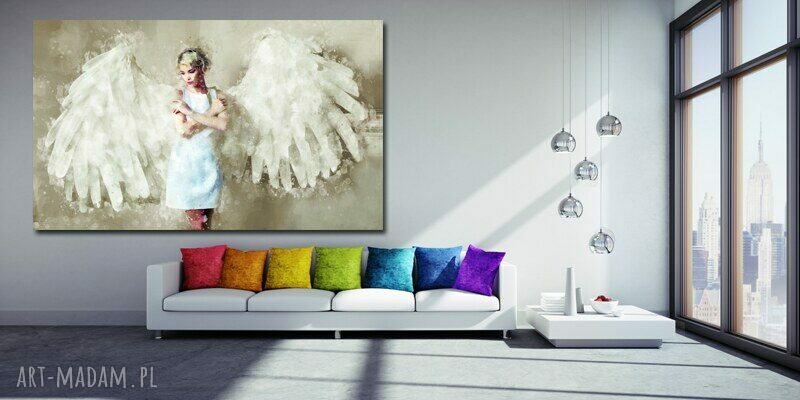 Obraz XXL Anioł 1 beż 120x70 cm na płótnie Canvas