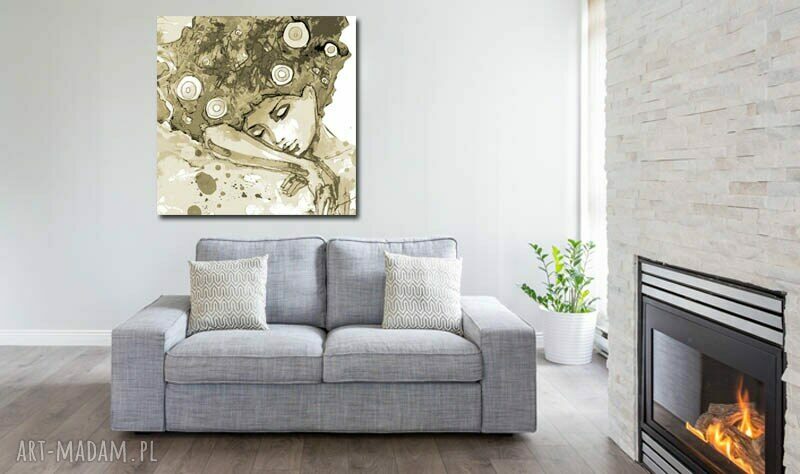 Obraz XXL Kobieta 15 80x80 cm w kolorze beżowym - gotowy do powieszenia