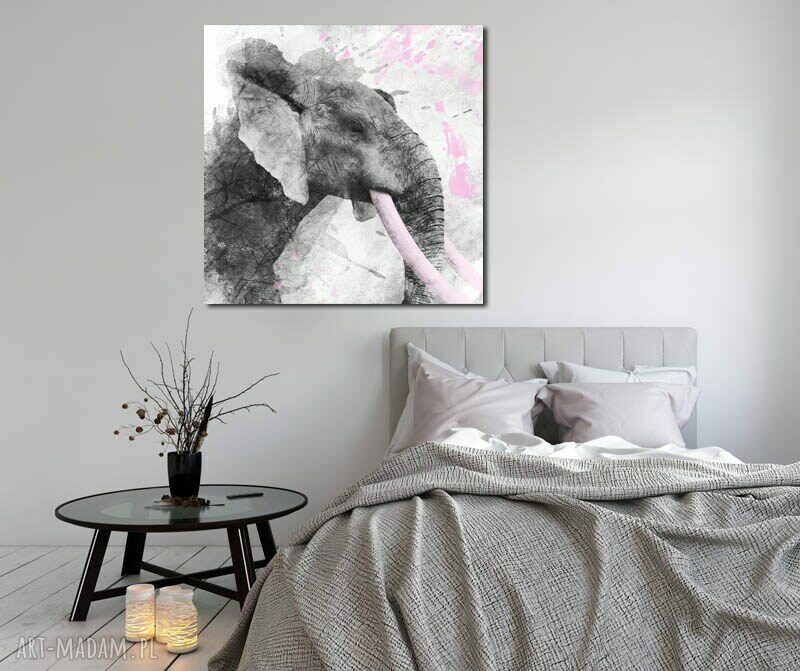 Obraz XXL Słoń 3 Różowy - 80x80 cm design na płótnie