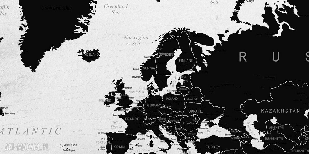 obraz xxl MAPA ŚWIATA 16 państwa - 120x70cm na płótnie czarny szary