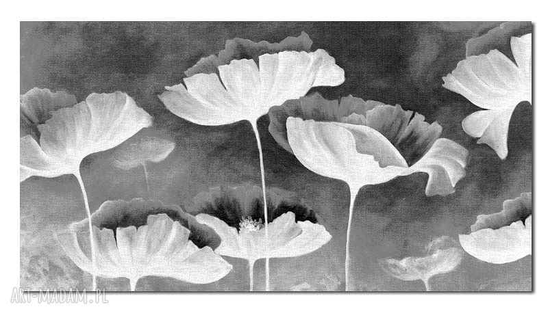 Obraz XXL KWIATY 2 120x70 cm czarno-biały na płótnie canvas - gotowy do powieszenia