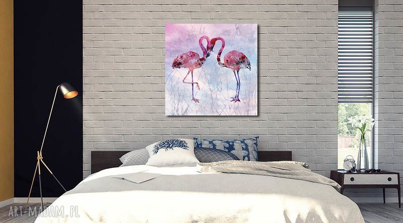 Obraz XXL Flaming 1 80x80 cm na płótnie z flamingami - gotowy do powieszenia